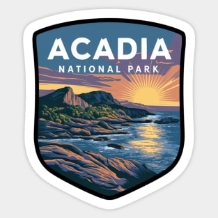 Acadia National Park Beautiful Sunset Badge Sticker